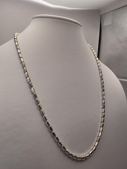 Sterling Silver Diamond Cut Drum Bead Chain Necklace — 3.6mm 22 Inch 925