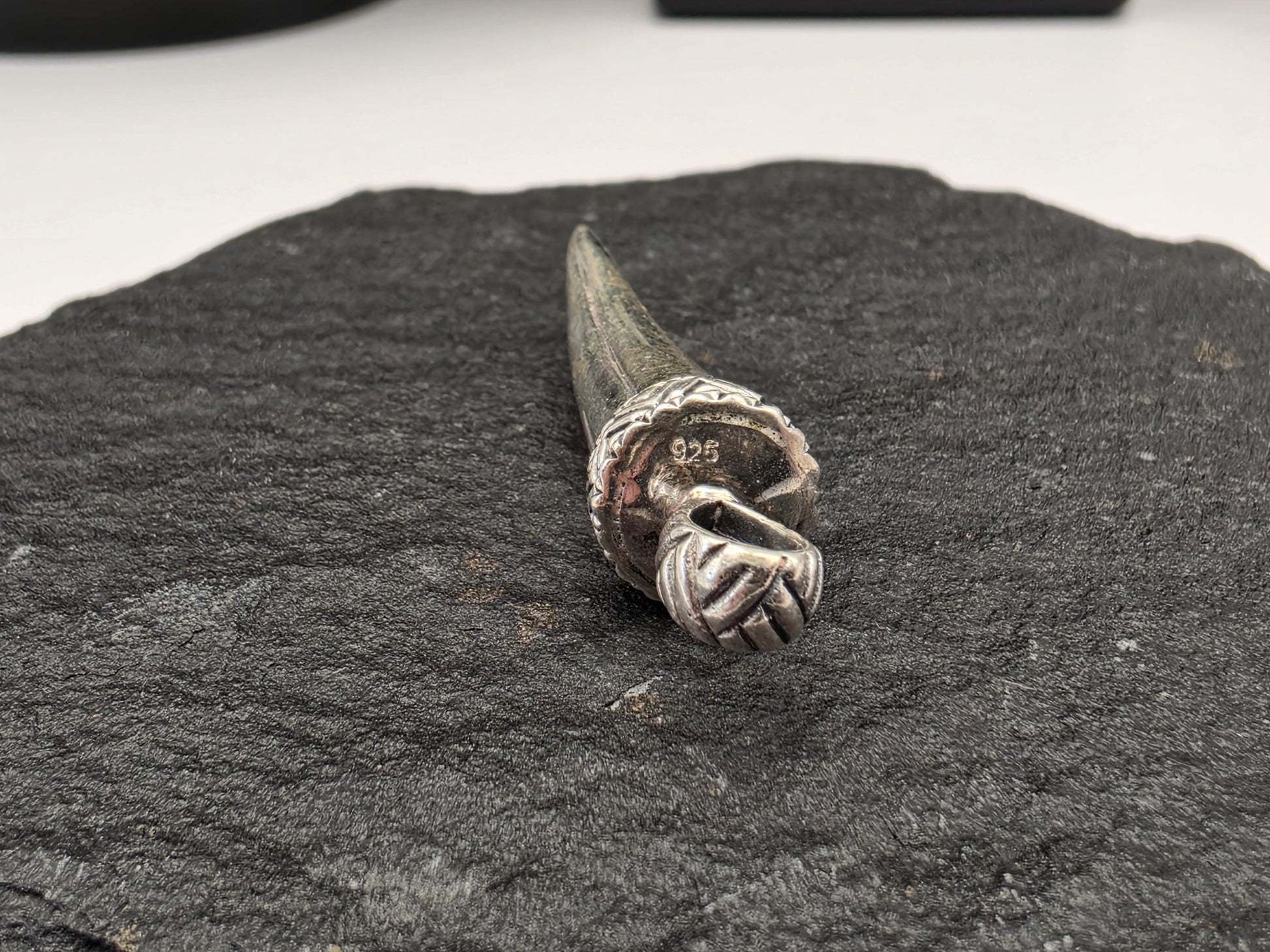Sterling Silver Cornicello Italian Horn Pendant — Good Luck Amulet 925