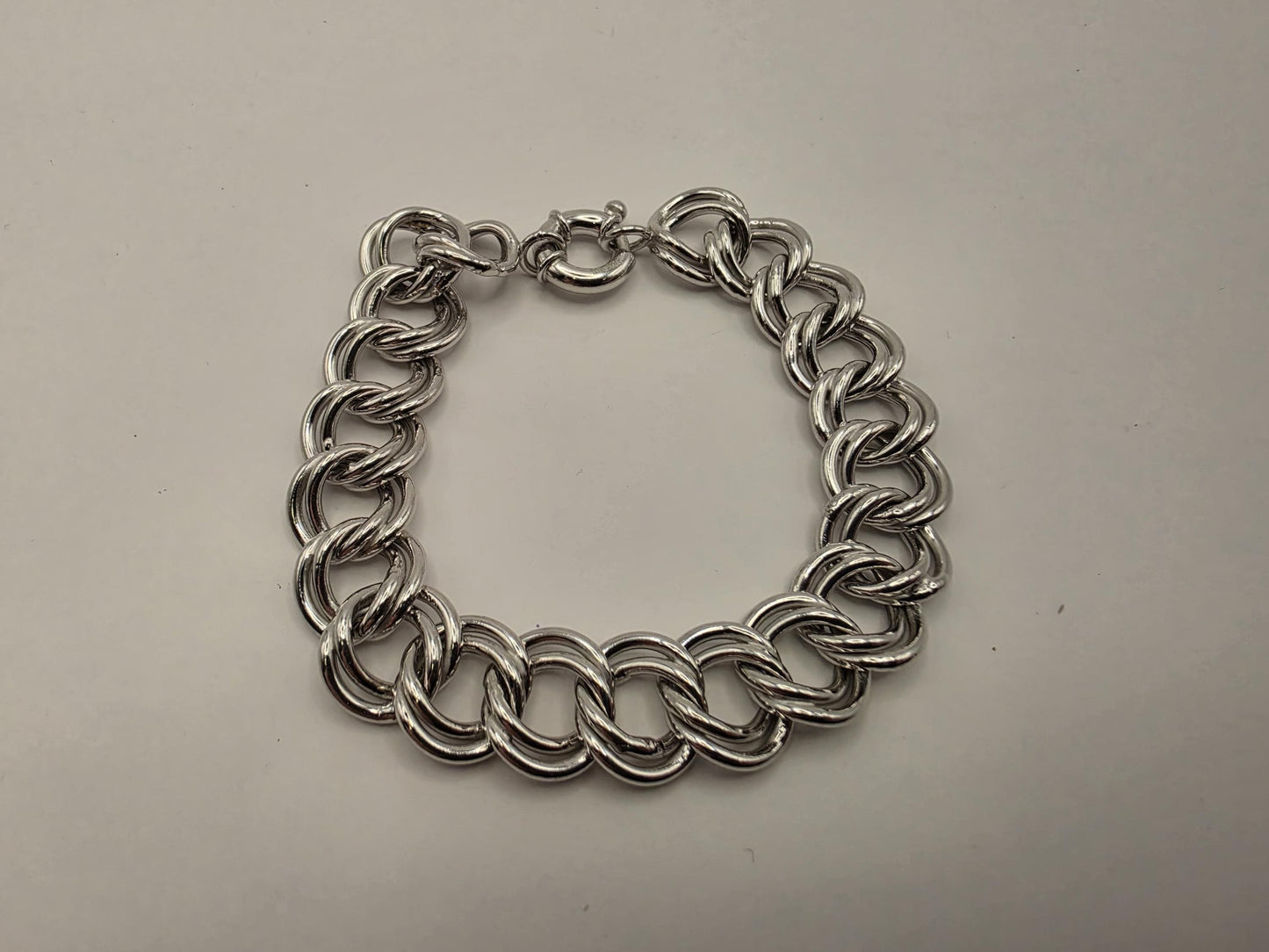 925 Sterling Silver Double Curb Link Bracelet | Oversized Links | High Polish | 8.5in