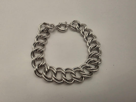925 Sterling Silver Double Curb Link Bracelet | Oversized Links | High Polish | 8.5in