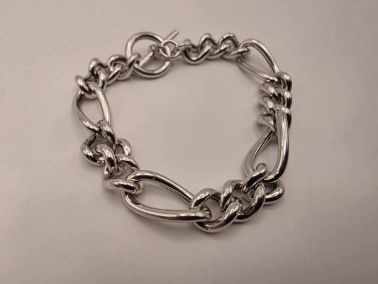925 Sterling Silver Figaro Link Bracelet | High Polish | 7.5in | Heavy 18g