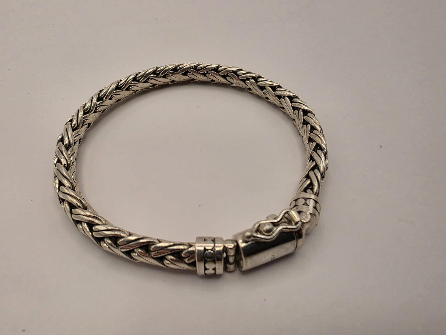 925 Sterling Silver Heavy Wheat Weave Bracelet | Dragon Clasp | Oxidized | Heavy 41g