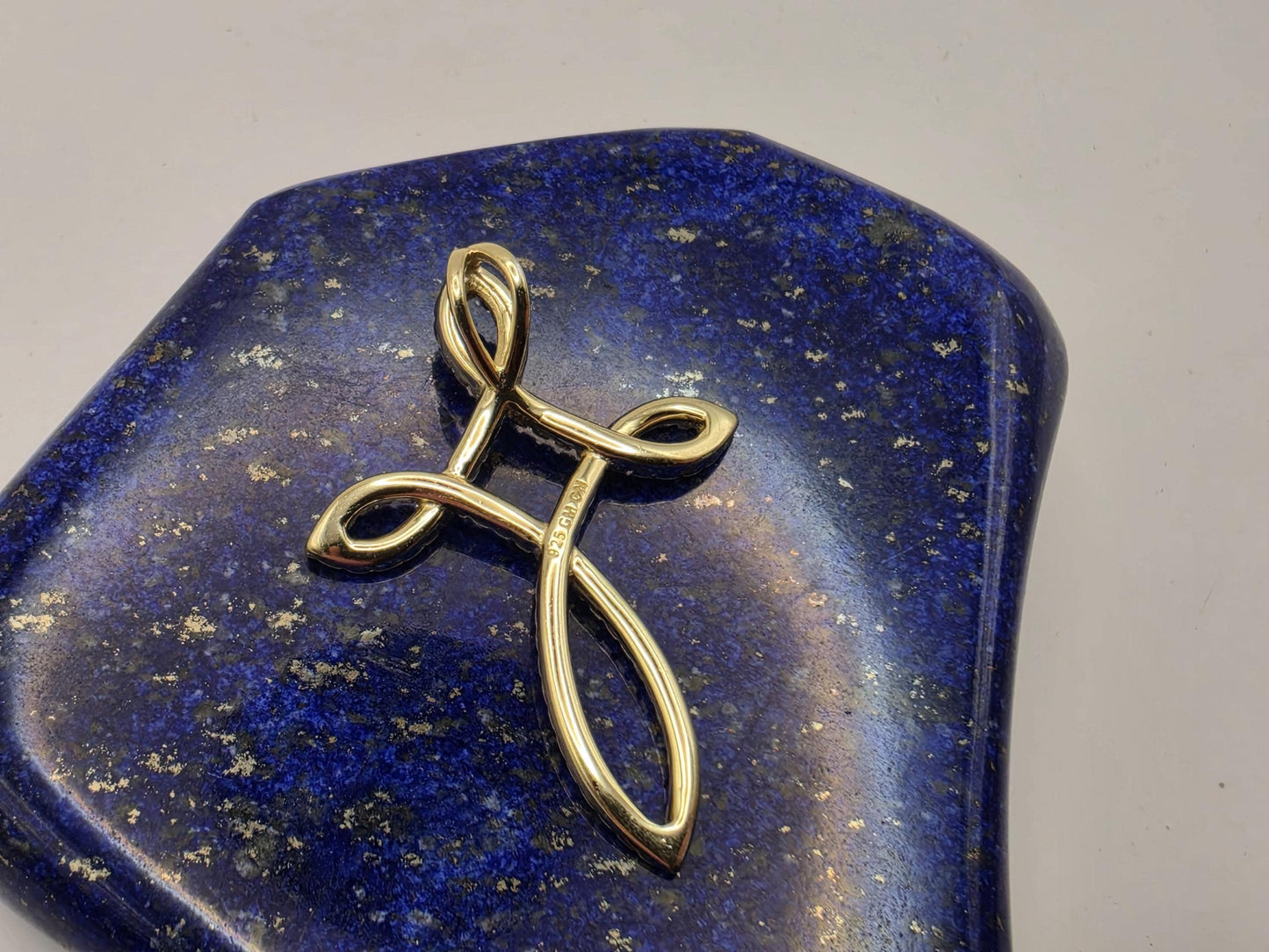 Gold Plated Sterling Silver Celtic Loop Cross Pendant | CZ Pave | Knot Design | 1.5"