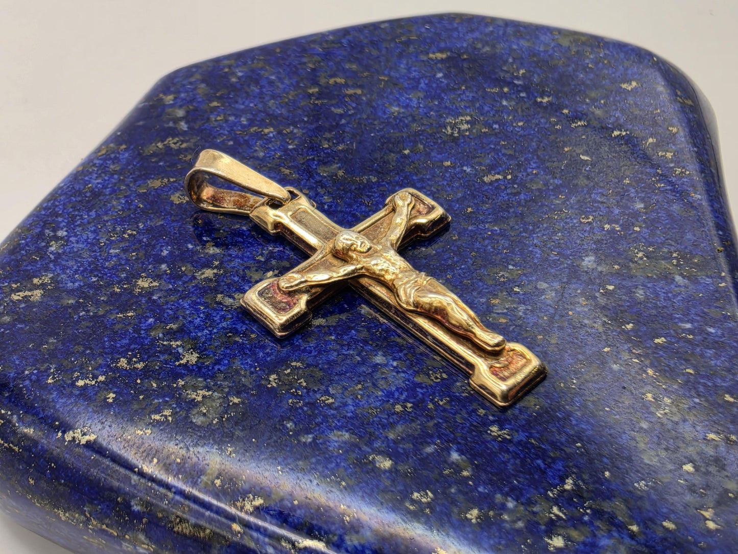 Gold Plated Sterling Silver Crucifix Pendant | Corpus Christi Cross | 1" Devotional Charm