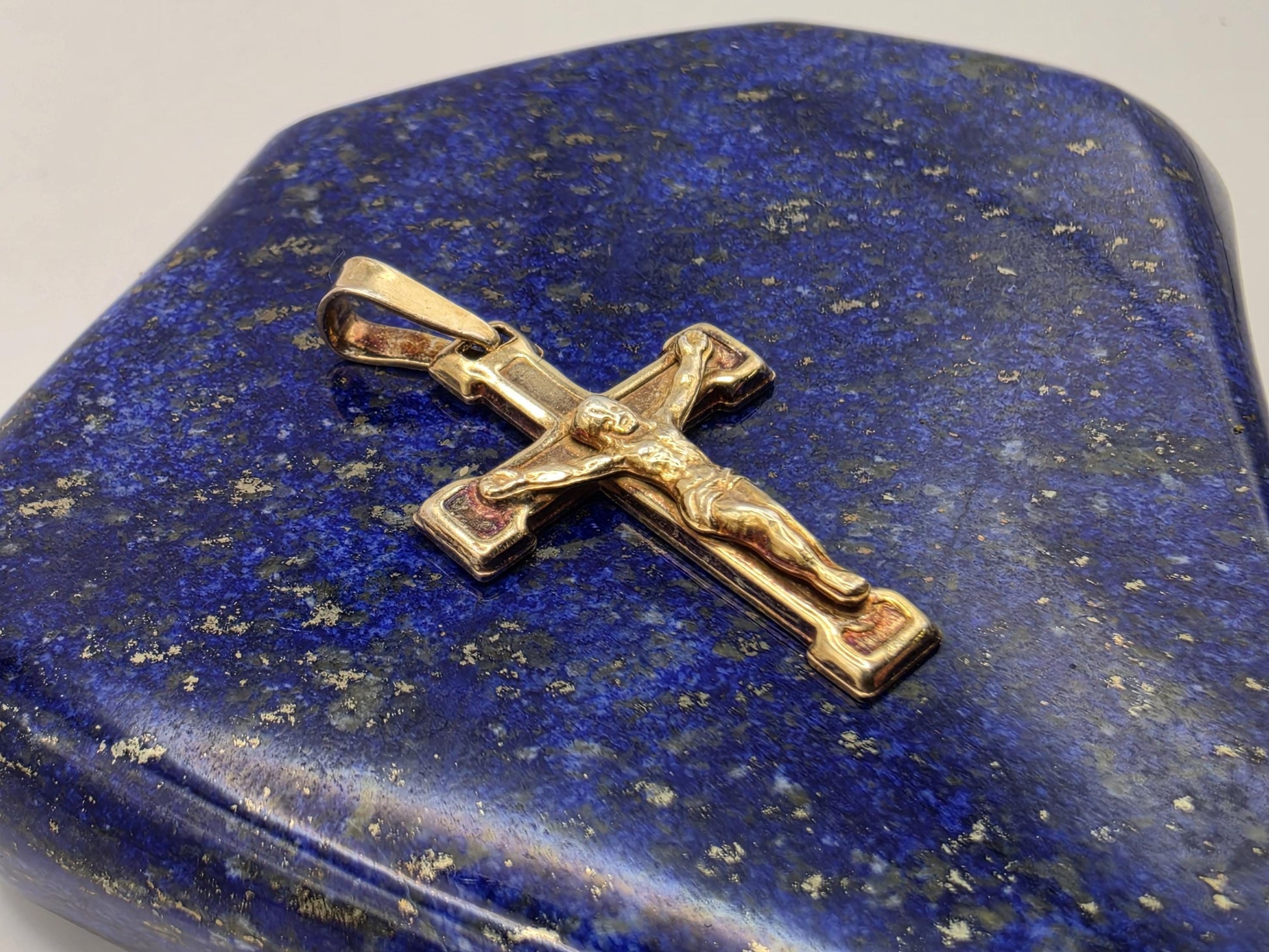 Gold Plated Sterling Silver Crucifix Pendant | Corpus Christi Cross | 1" Devotional Charm