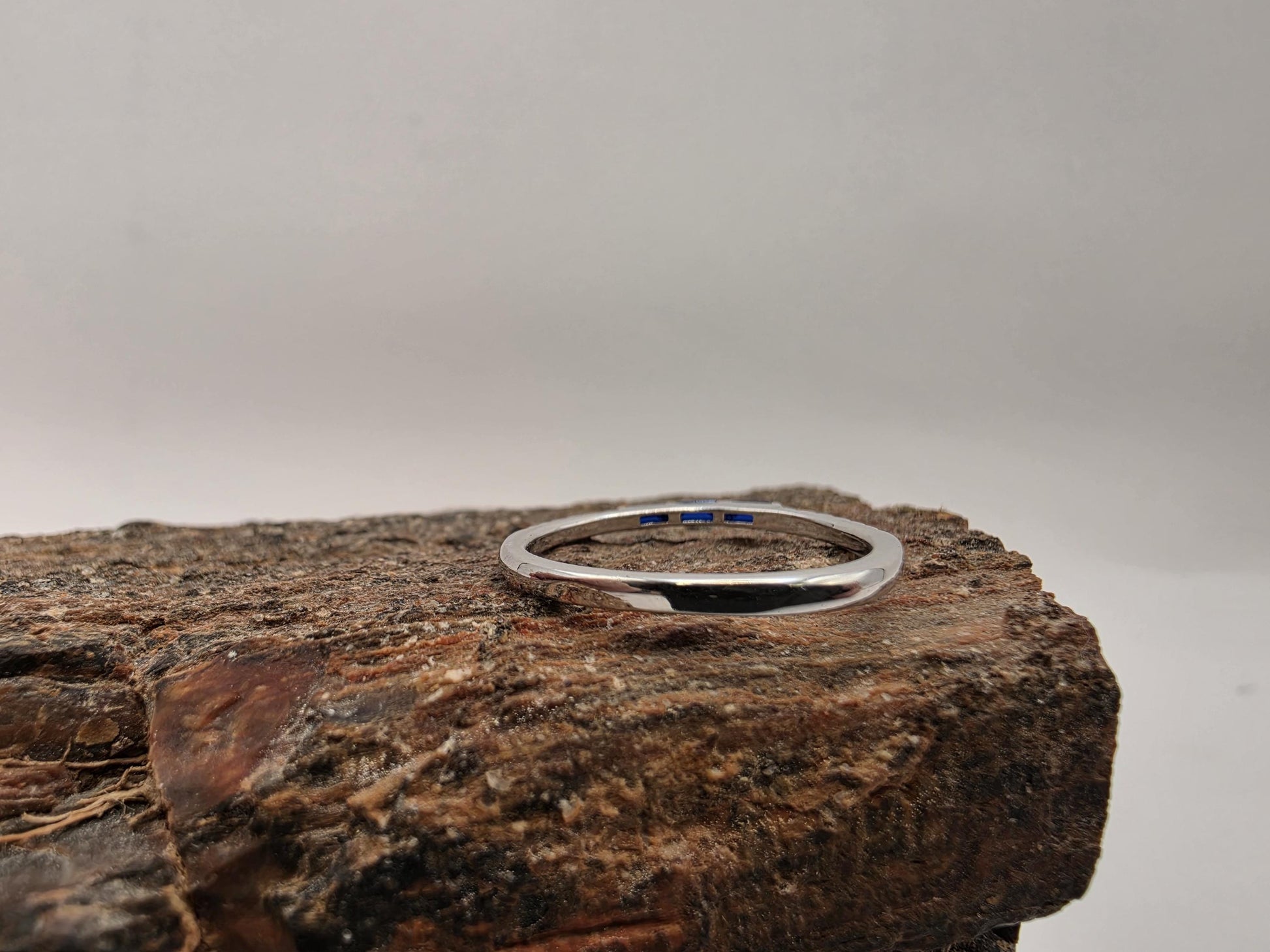 Sterling Silver Blue Baguette and White CZ Eternity Band Ring Size 7.75 Stackable 925 Women 1.4g