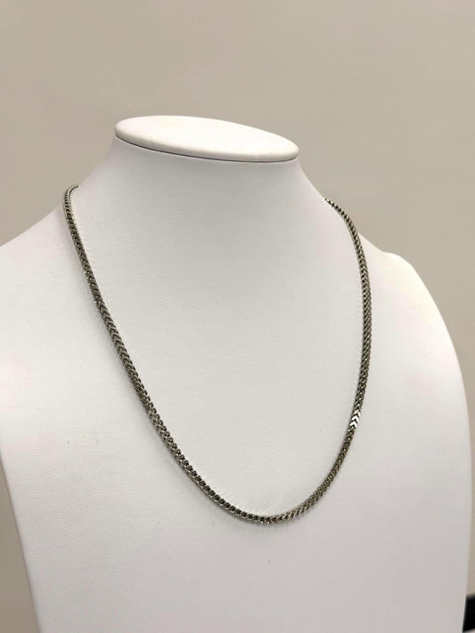 Sterling Silver Franco Chain Necklace | 20 Inch 925 Silver | 2.5mm Slim Franco Chain
