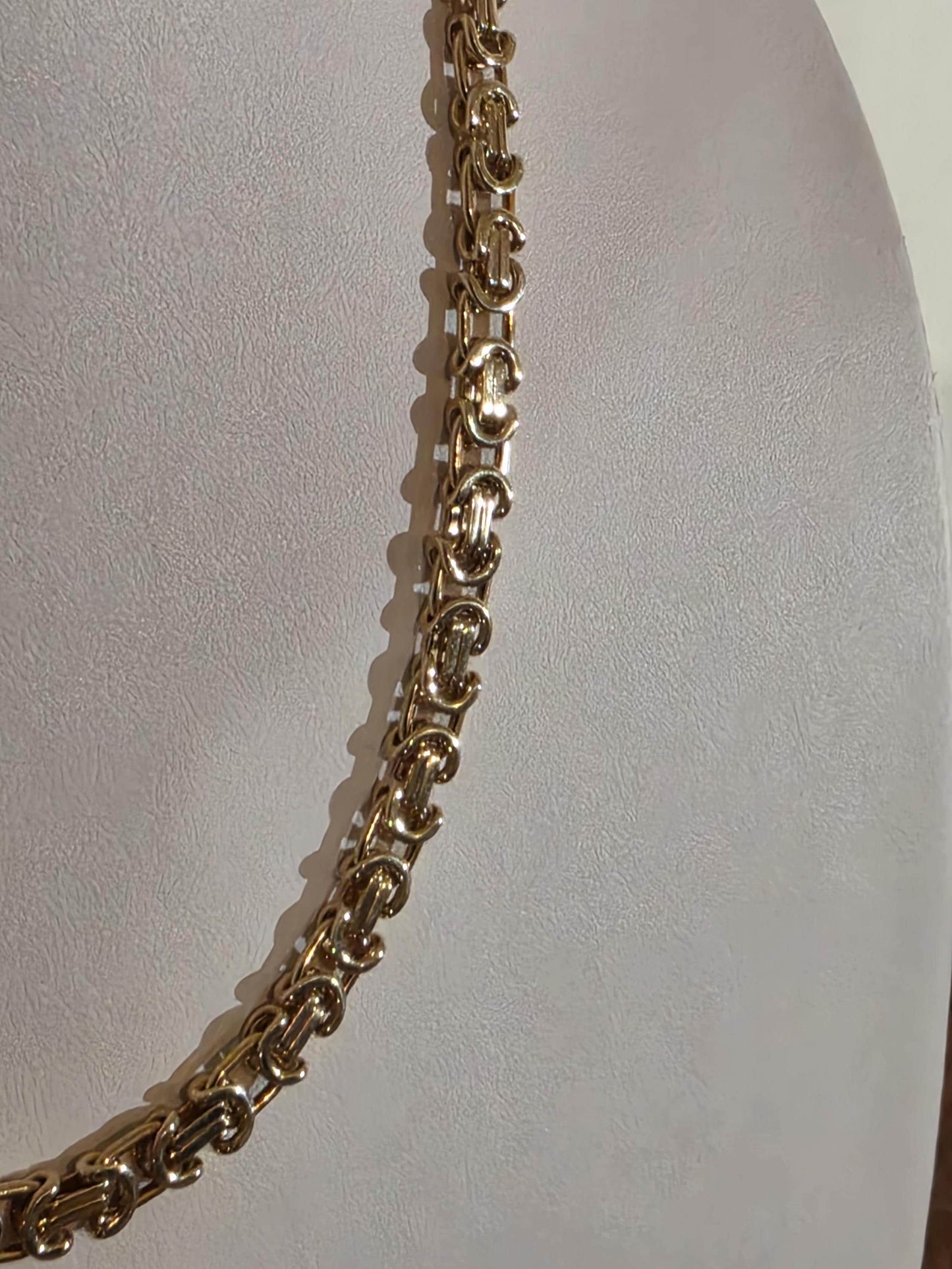 Gold Byzantine Chain Necklace | 20 Inch 925 Sterling Silver | 6mm Gold Plated Byzantine Chain
