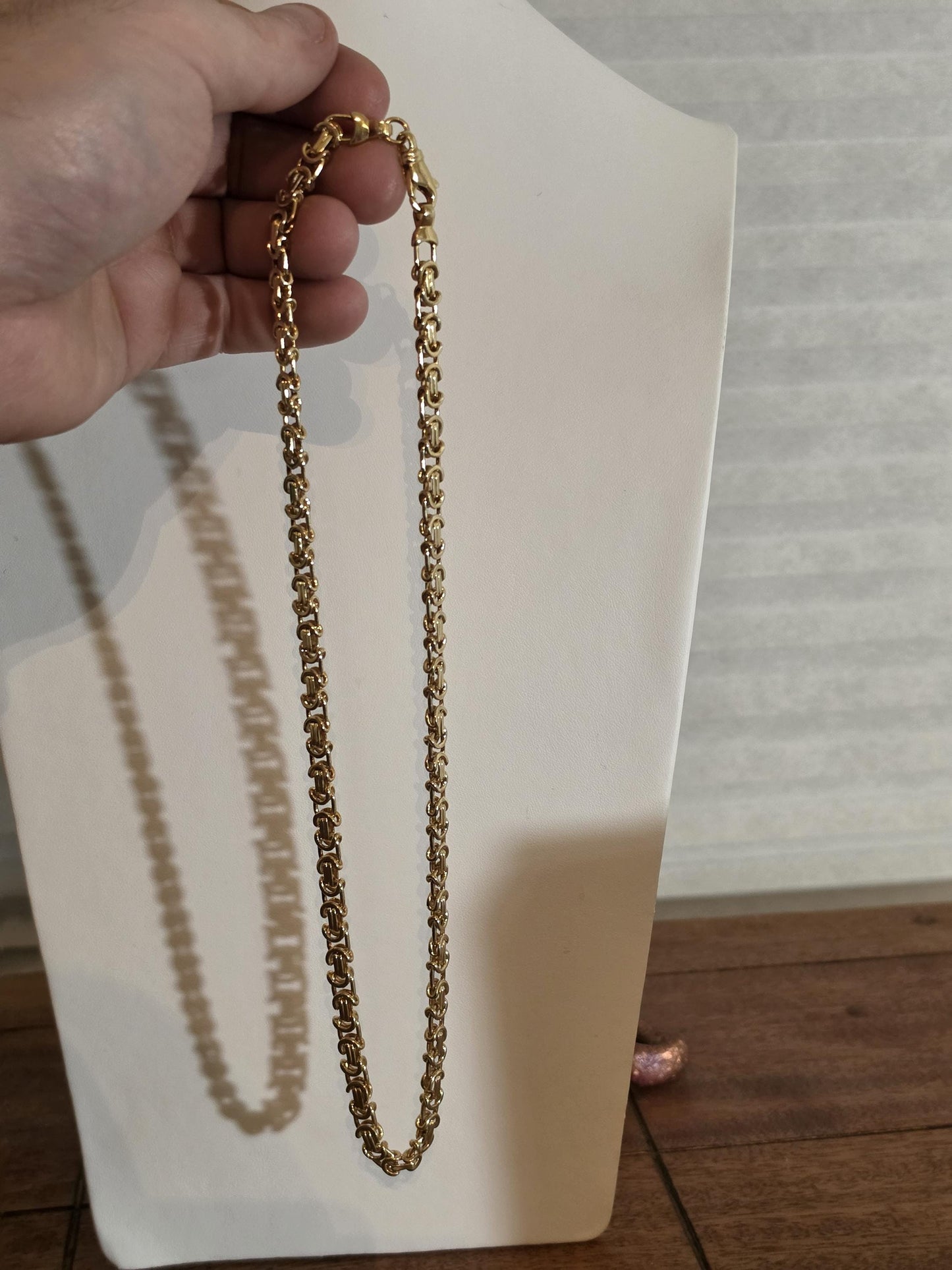Gold Byzantine Chain Necklace | 20 Inch 925 Sterling Silver | 6mm Gold Plated Byzantine Chain