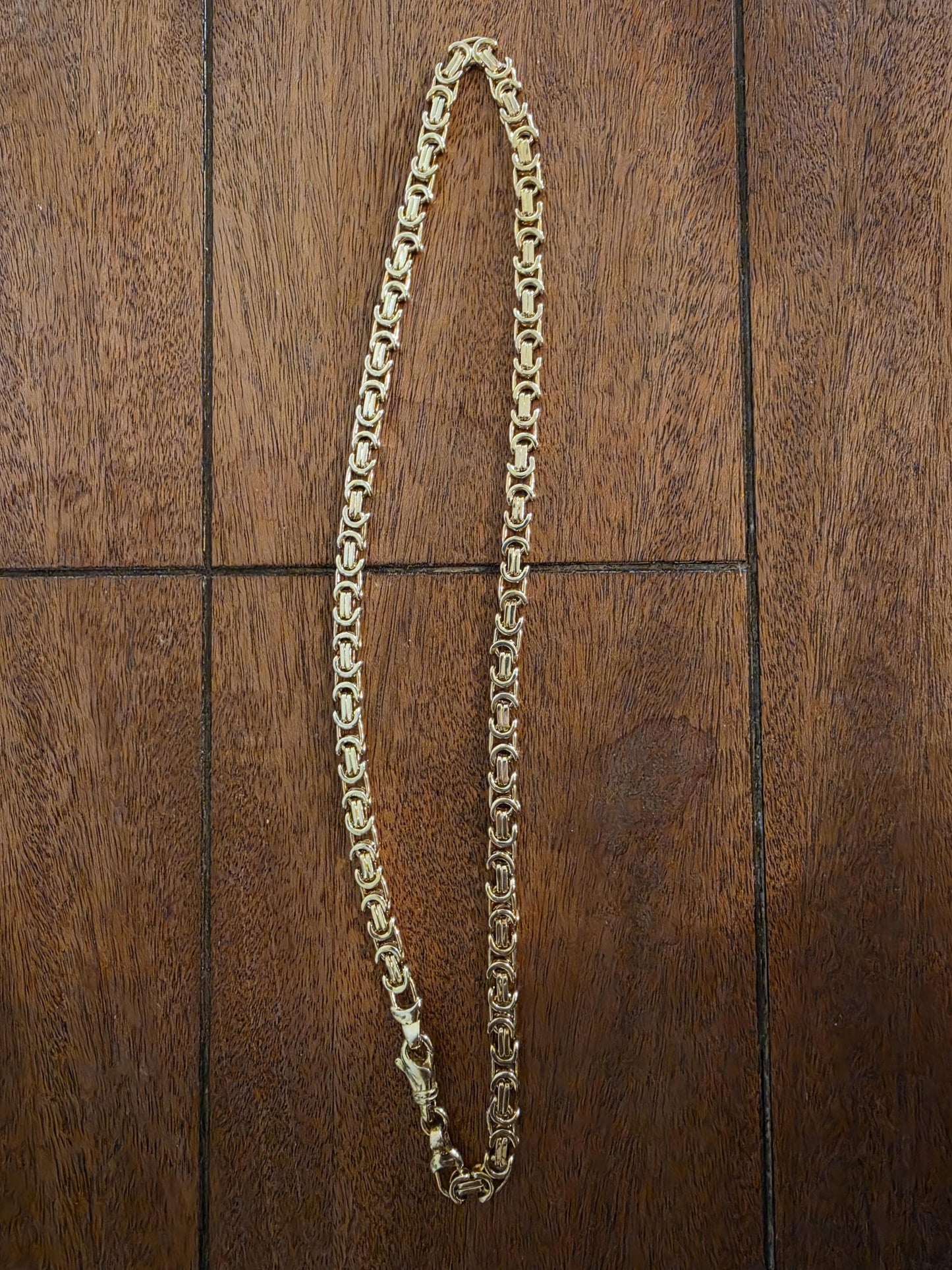 Gold Byzantine Chain Necklace | 20 Inch 925 Sterling Silver | 6mm Gold Plated Byzantine Chain