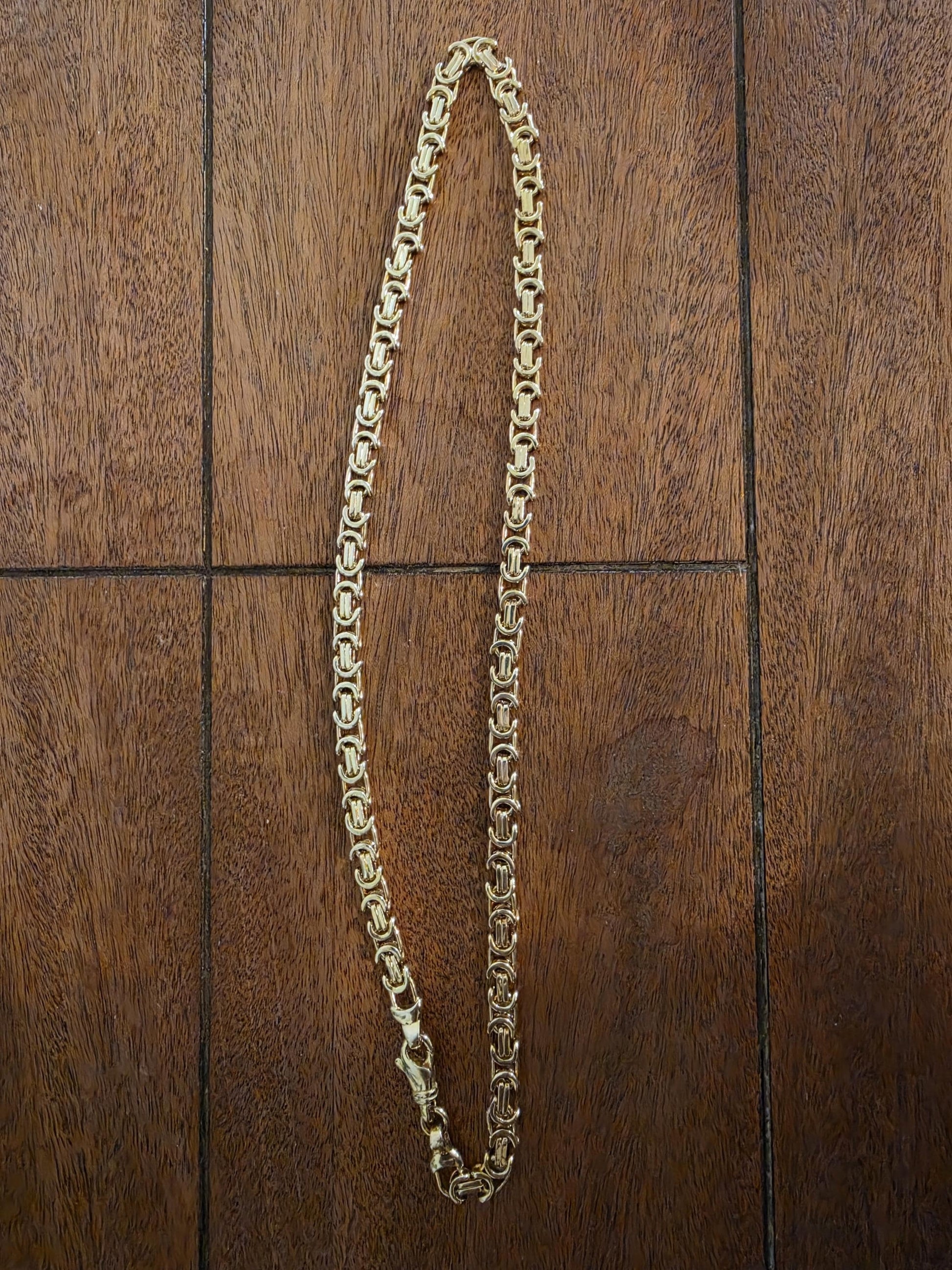 Gold Byzantine Chain Necklace | 20 Inch 925 Sterling Silver | 6mm Gold Plated Byzantine Chain