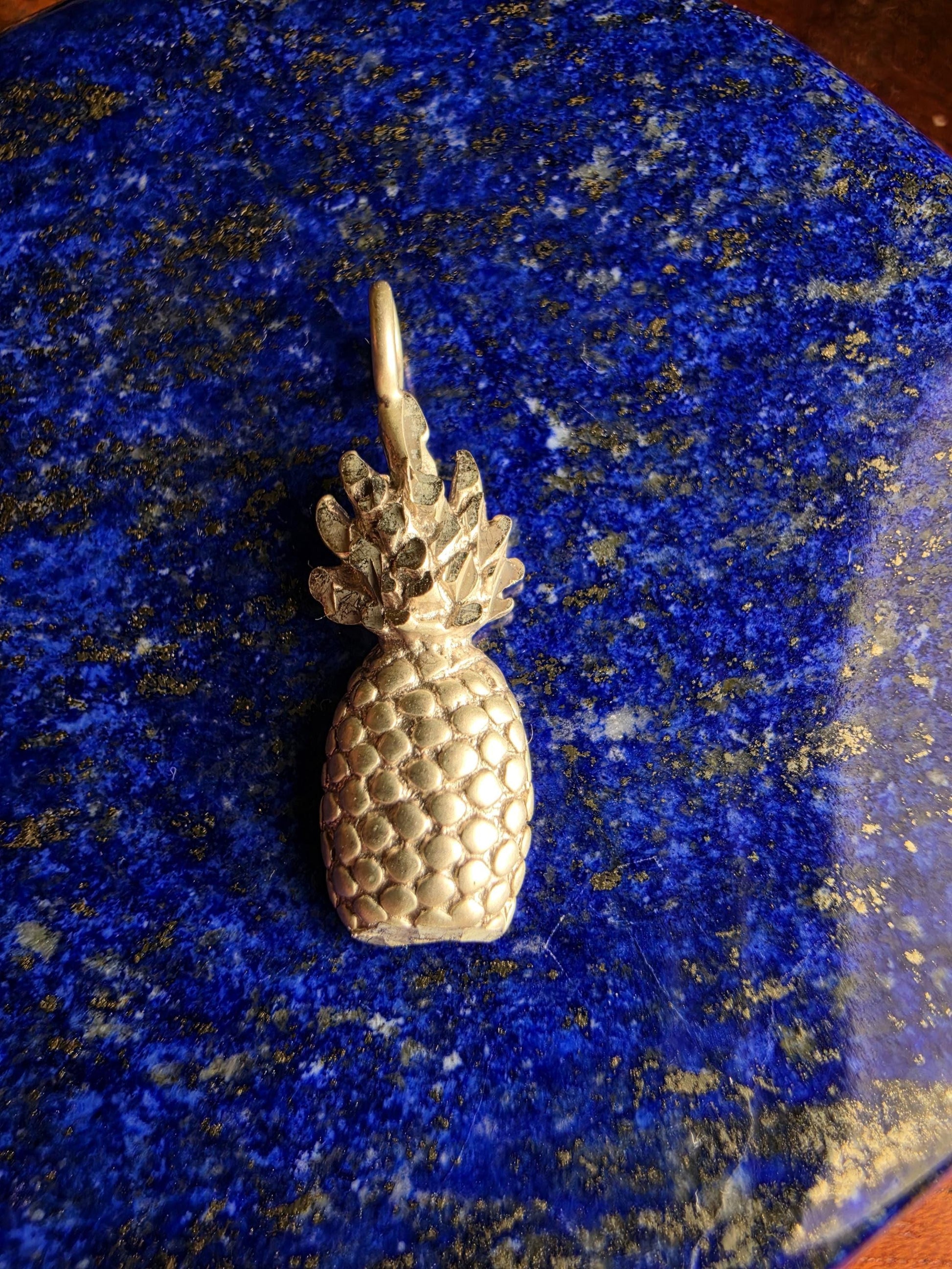 Sterling Silver Pineapple Pendant | 925 Silver Pineapple Charm | Artisan Pendant Necklace