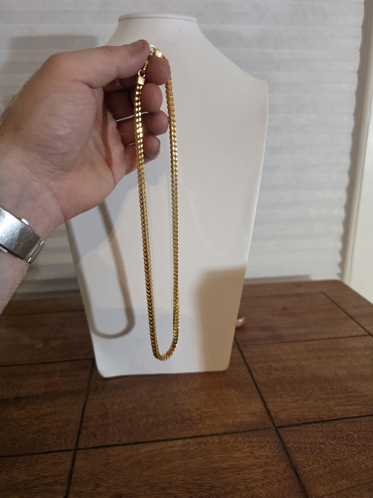 Gold Franco Chain Necklace for Women | 20 Inch 925 Sterling Silver | Gold Plated Franco Chain