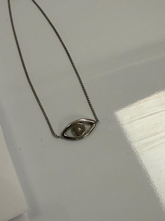 Sterling Silver Minimalist Evil Eye Bracelet | 925 Silver | Dainty Chain | 9 Inch | Everyday