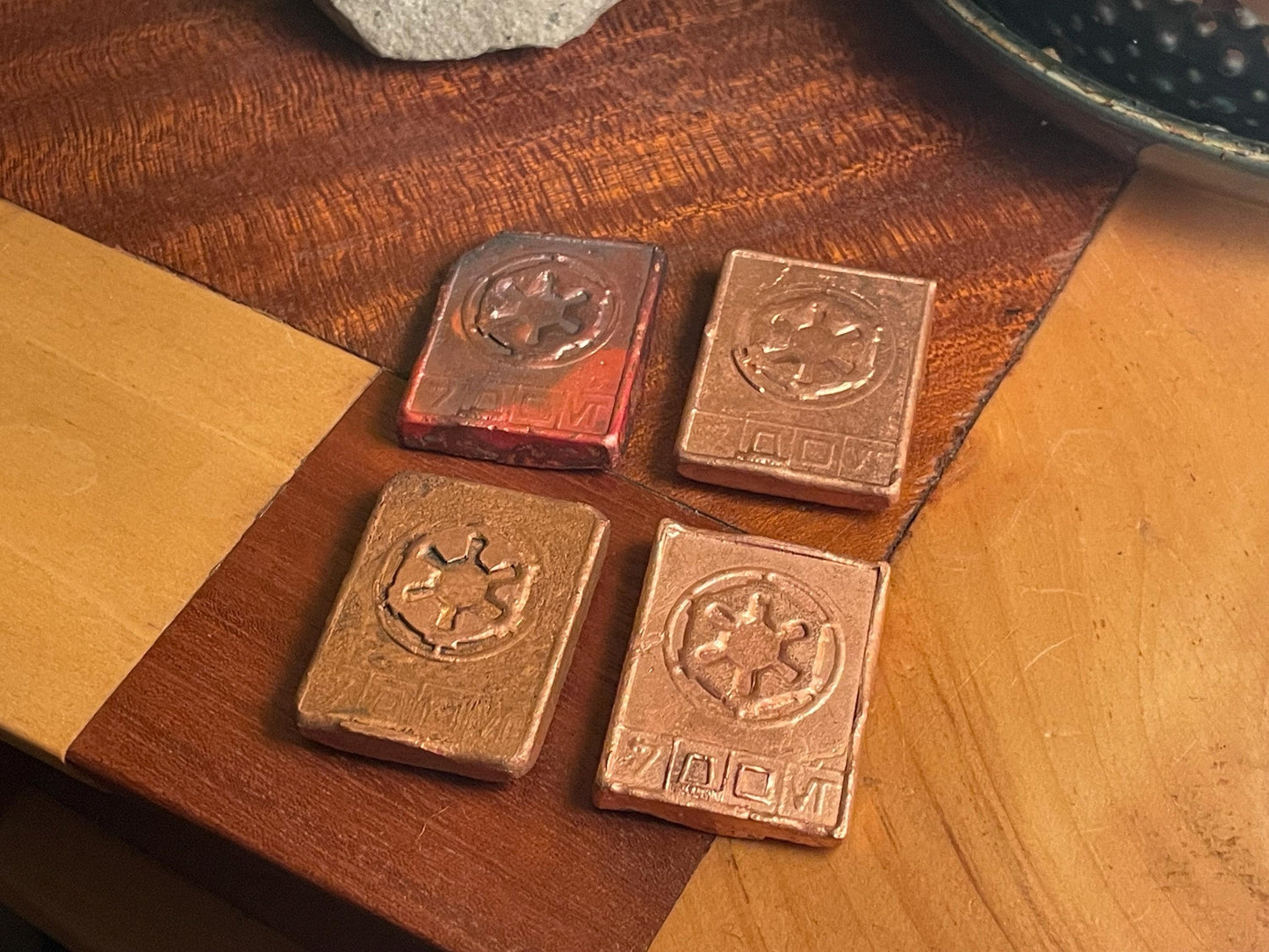 Hand Cast Copper Imperial Credits (Set of 4) | Sand Cast Copper Bars | Sci-Fi Inspired Metal | Handmade Copper Art