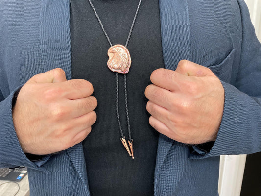 Handmade Copper Eagle Bolo Tie | Solid Copper Pour | Small Batch