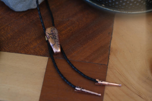 Hand Cast Copper Coffin Bolo Tie | Solid Copper | Handmade Gothic Western Jewelry