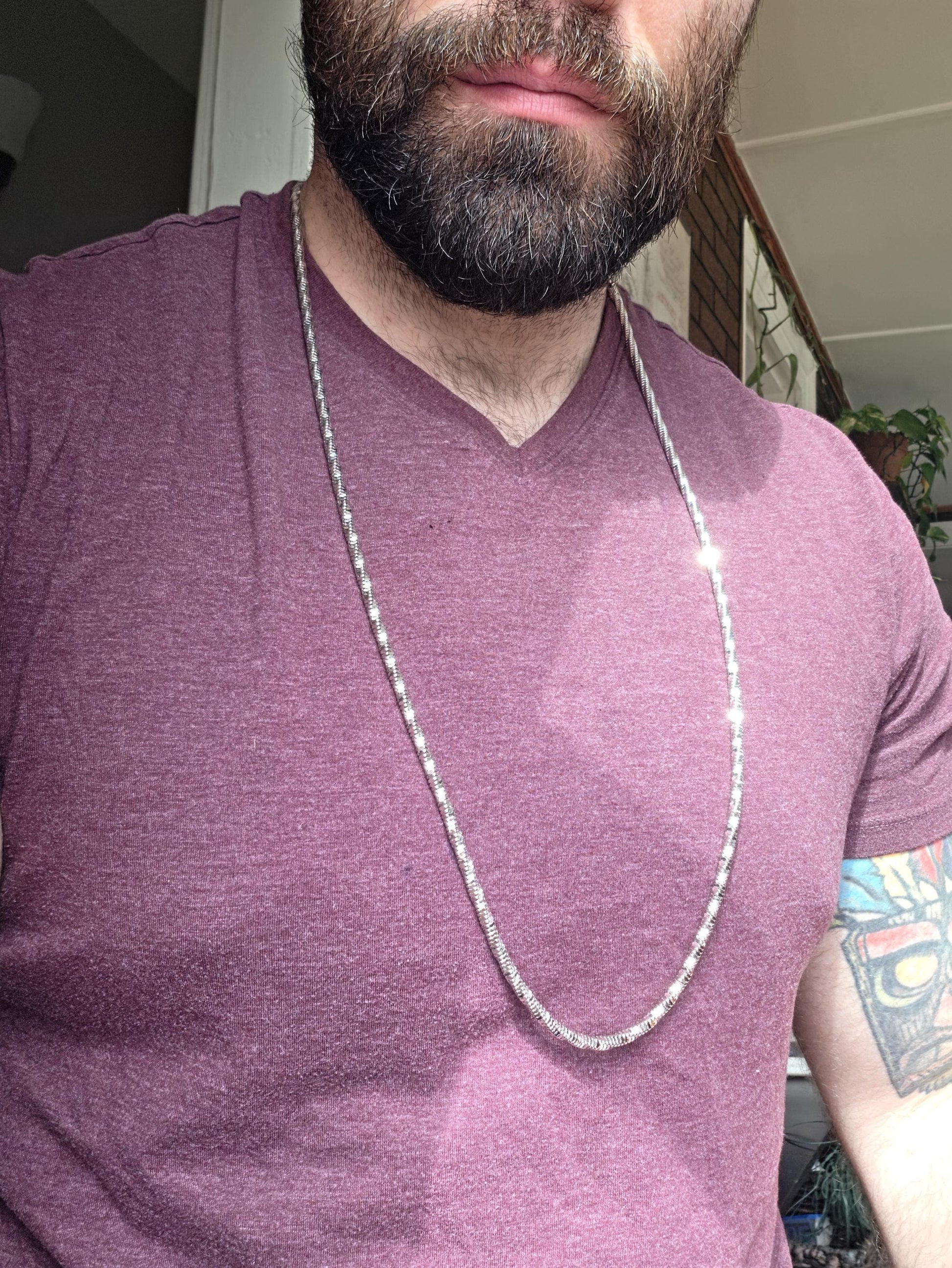 36 Inch Sterling Silver Snake Chain Necklace | Long Italian Cut 925 Silver | Bold Statement Opera Length Chain