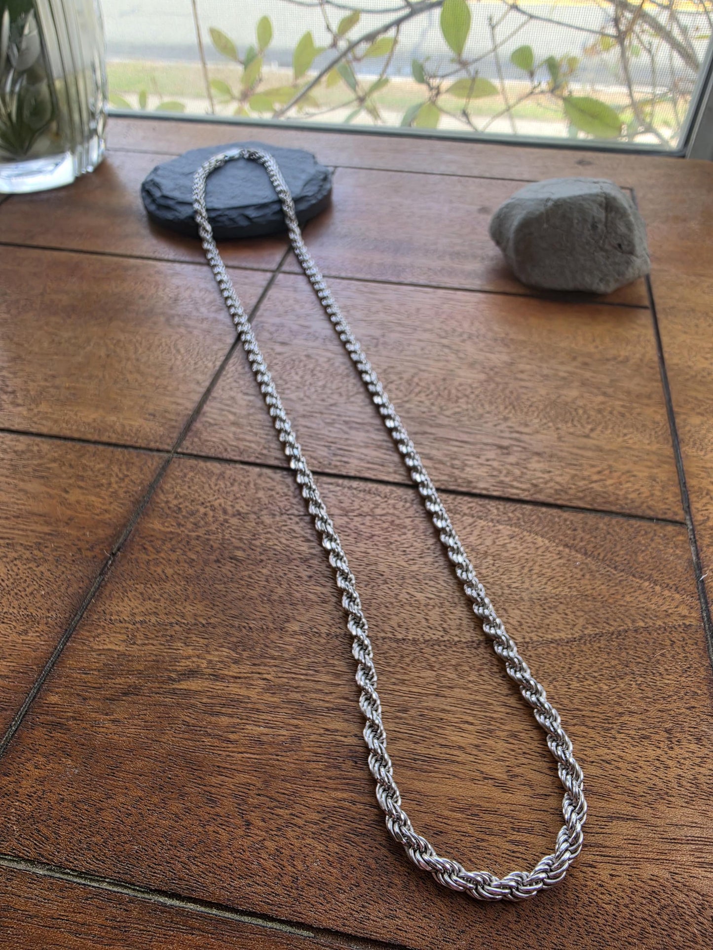 30 Inch Sterling Silver Rope Chain Necklace | Thick Italian Cut 925 Silver | Men's Women's Twisted Chain