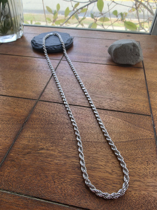 30 Inch Sterling Silver Rope Chain Necklace | Thick Italian Cut 925 Silver | Men's Women's Twisted Chain