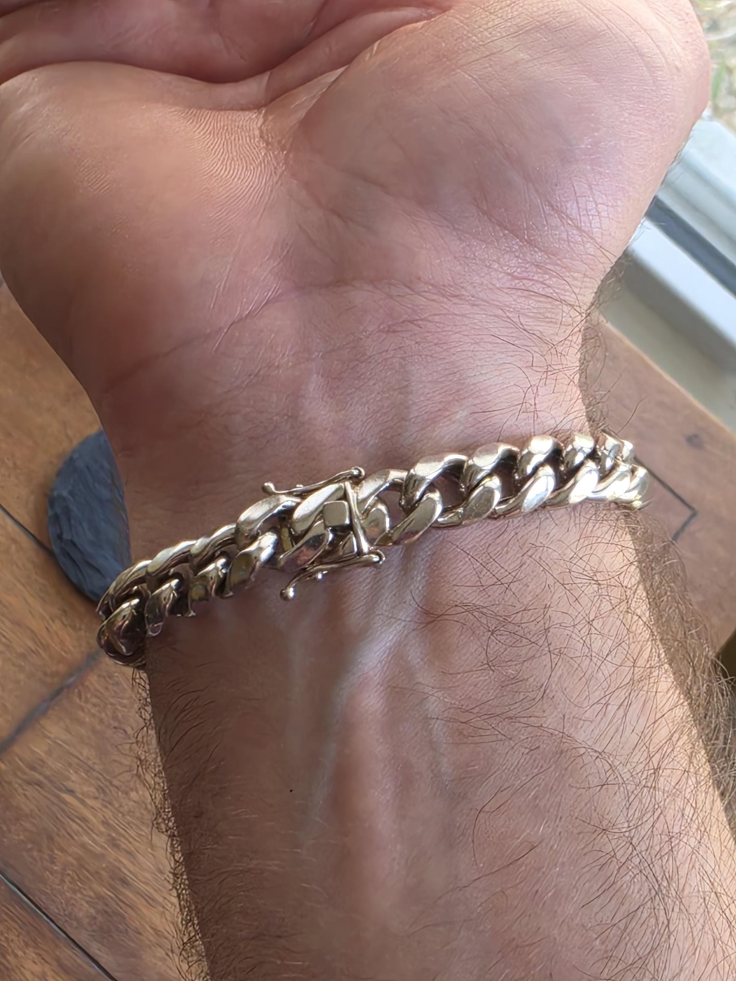 9 Inch Sterling Silver Cuban Link Bracelet | Heavy Italian Cut 925 Silver | Men's Chunky Chain Bracelet