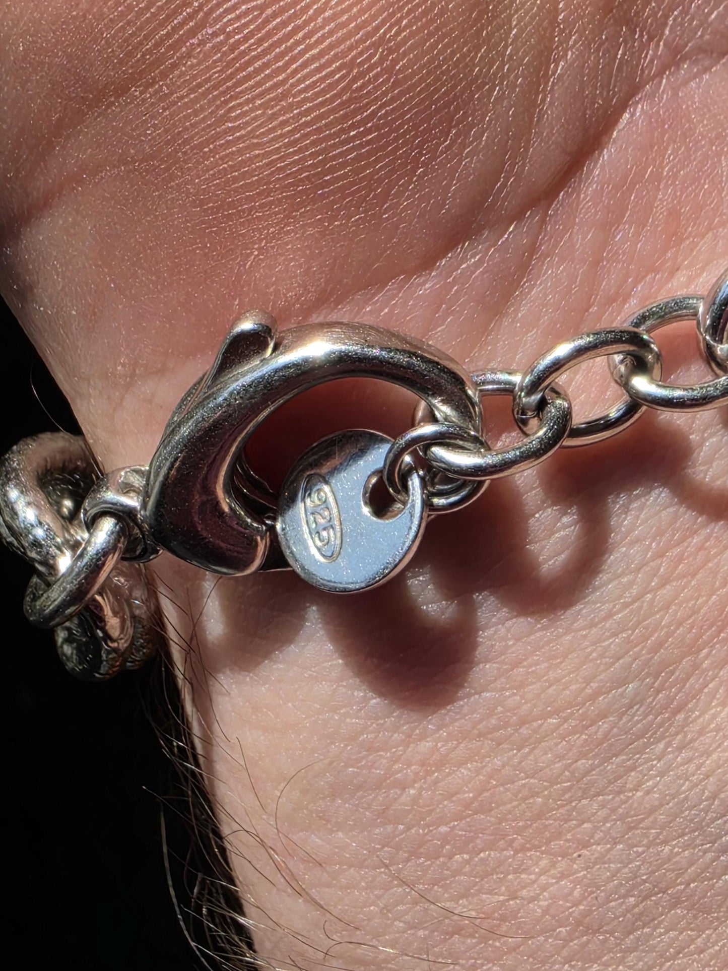 8 Inch Sterling Silver Hammered Oval Link Bracelet | Italian 925 Silver | Chunky Artisan Statement Bracelet