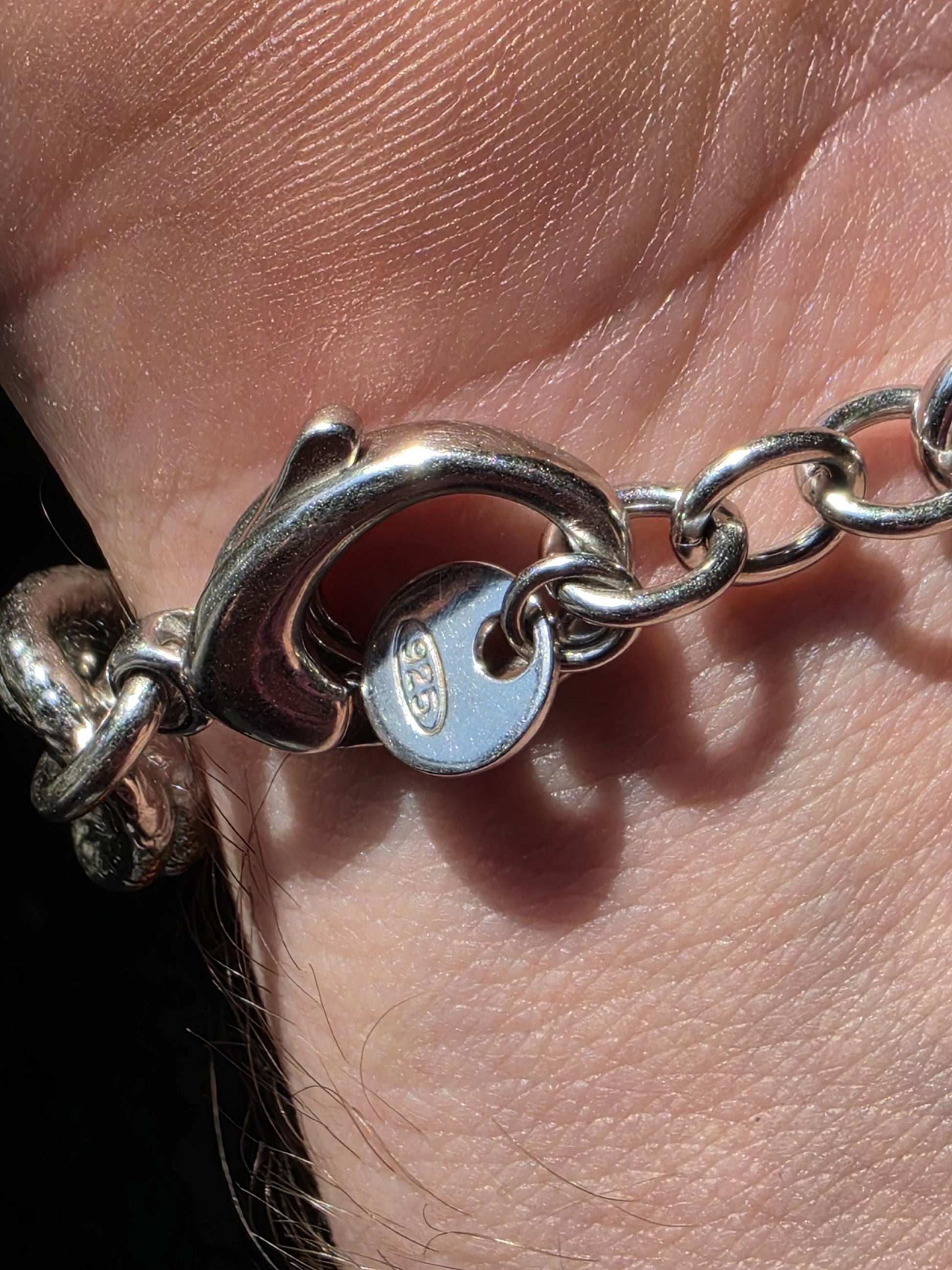 8 Inch Sterling Silver Hammered Oval Link Bracelet | Italian 925 Silver | Chunky Artisan Statement Bracelet