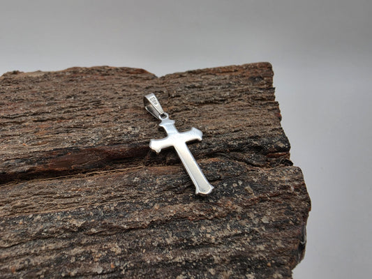 Sterling Silver Small Classic Cross Pendant 925 Polished Simple Christian Necklace Religious Faith Charm Baptism Jewelry Gift
