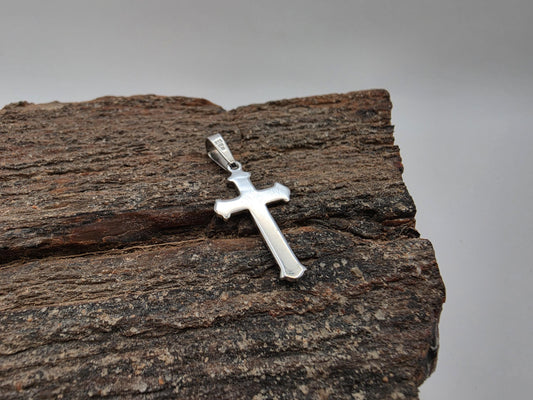 Sterling Silver Small Classic Cross Pendant 925 Polished Simple Christian Necklace Religious Faith Charm Baptism Jewelry Gift