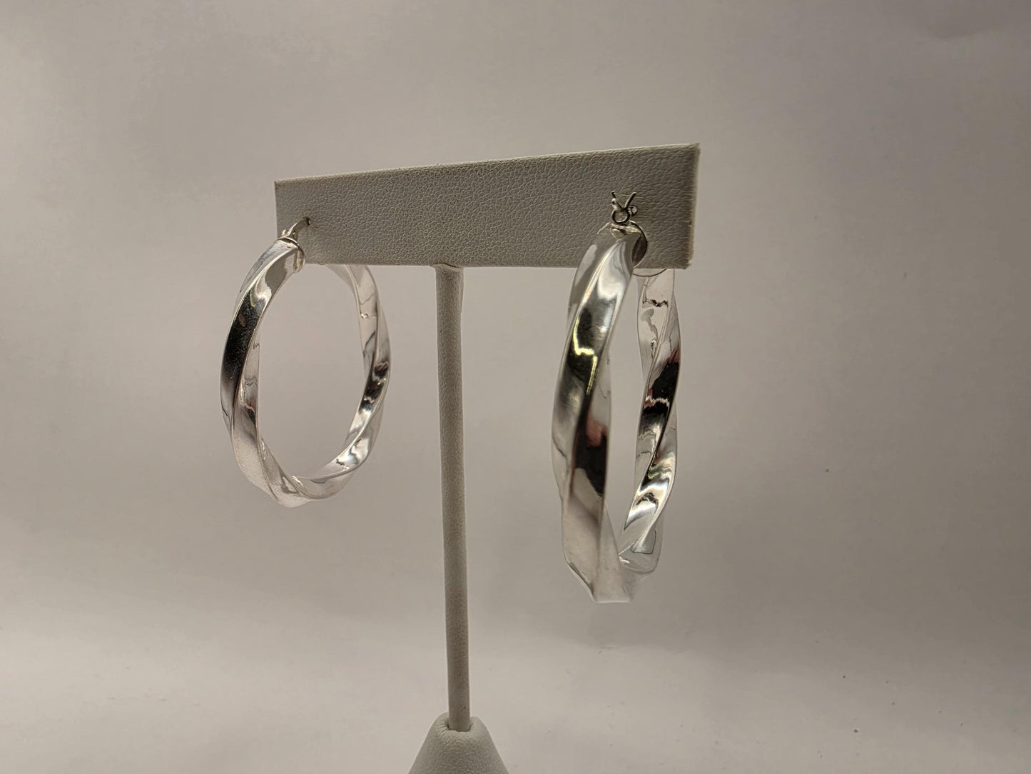 Sterling Silver Wide Twisted Hoop Earrings 1.75" 925 Polished Chunky Spiral Statement Bold Modern Jewelry Gift for Her