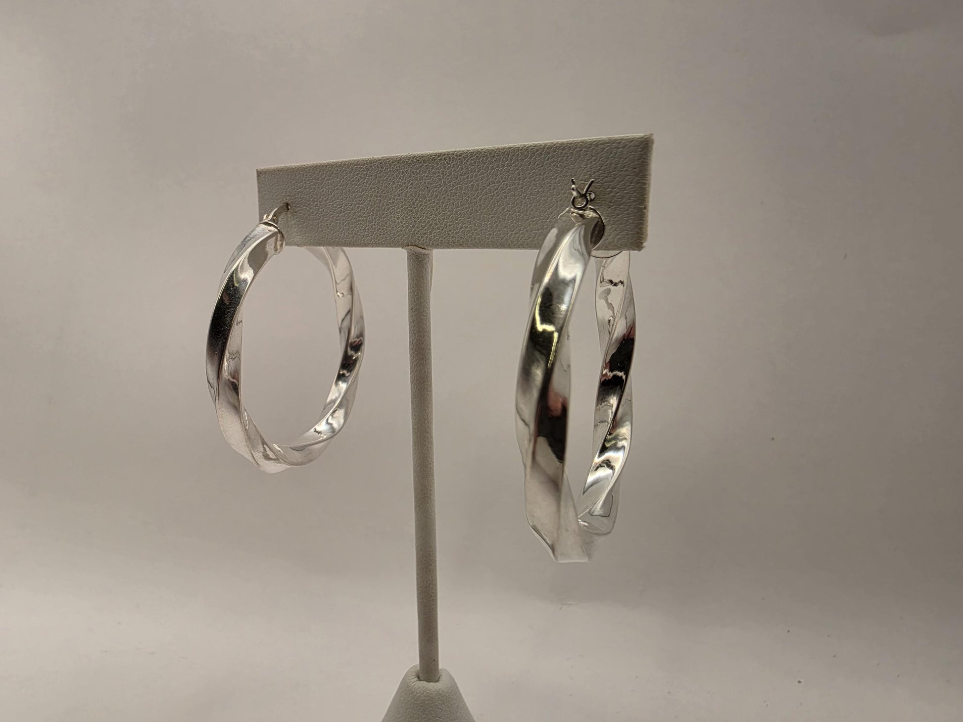Sterling Silver Wide Twisted Hoop Earrings 1.75" 925 Polished Chunky Spiral Statement Bold Modern Jewelry Gift for Her