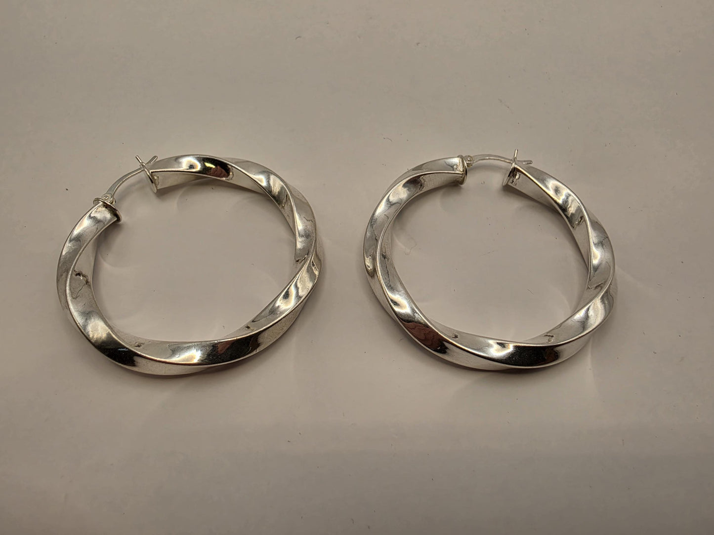 Sterling Silver Wide Twisted Hoop Earrings 1.75" 925 Polished Chunky Spiral Statement Bold Modern Jewelry Gift for Her