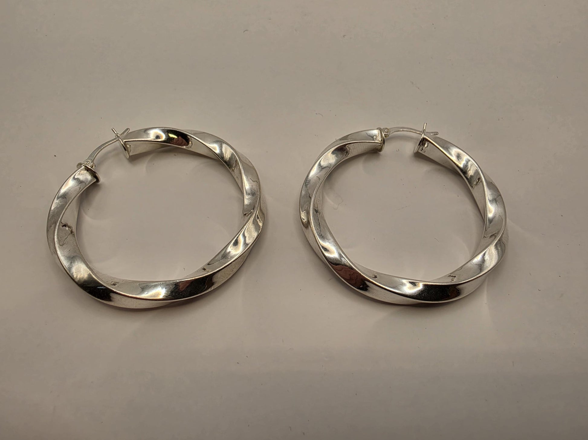 Sterling Silver Wide Twisted Hoop Earrings 1.75" 925 Polished Chunky Spiral Statement Bold Modern Jewelry Gift for Her
