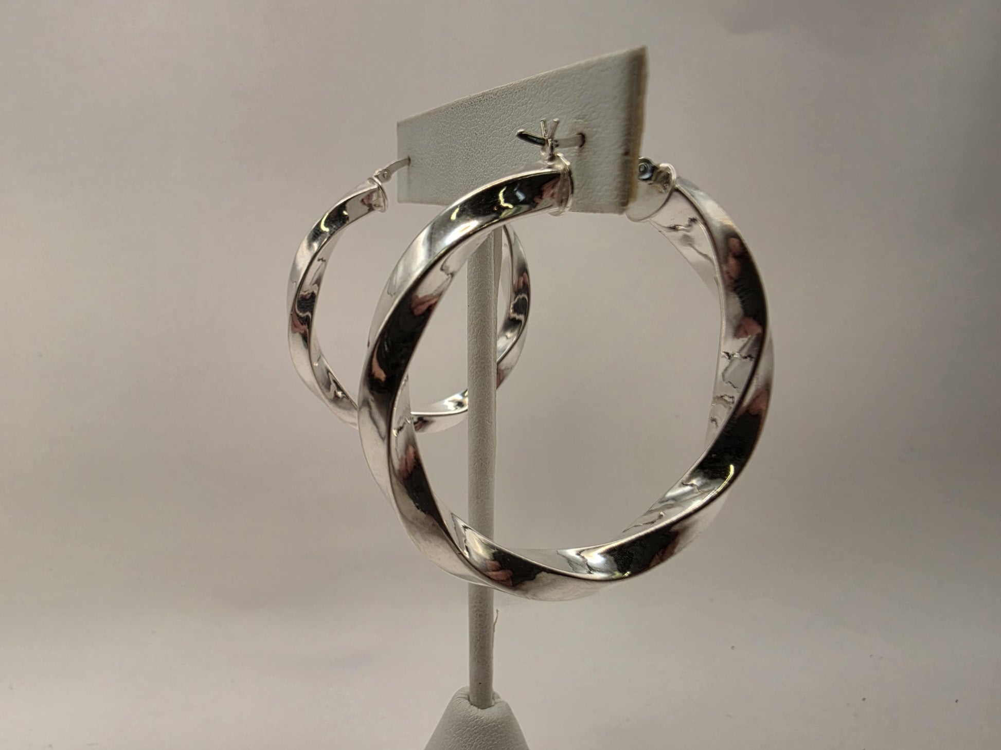 Sterling Silver Wide Twisted Hoop Earrings 1.75" 925 Polished Chunky Spiral Statement Bold Modern Jewelry Gift for Her