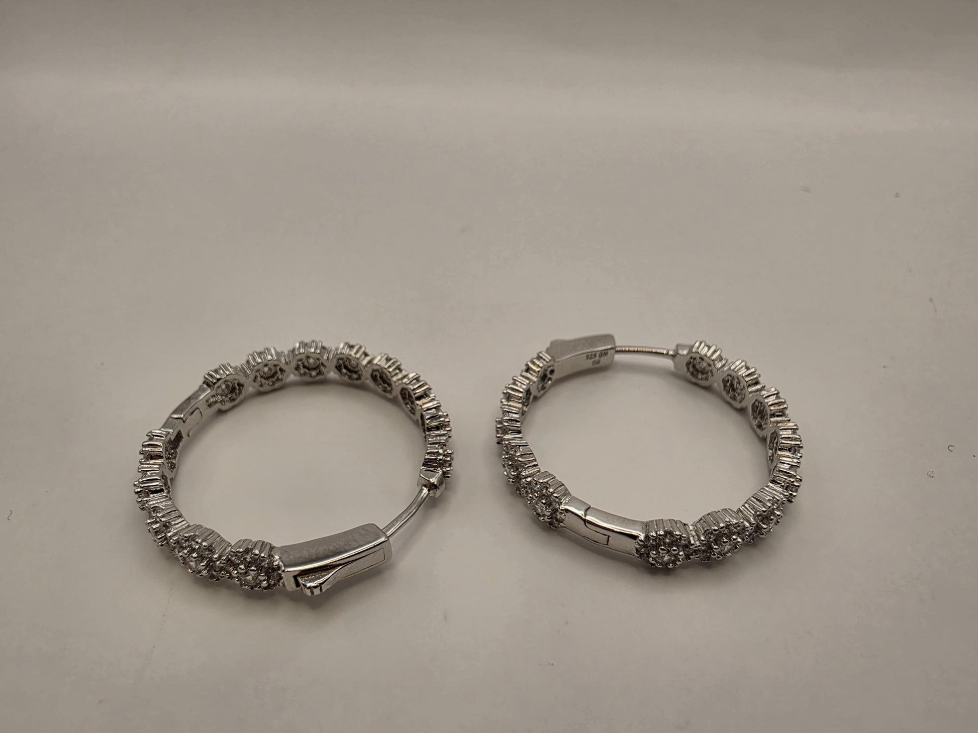 Sterling Silver CZ Inside Out Hoop Earrings 1" 925 Pave Sparkle Tennis Style Round Statement Jewelry Gift for Her