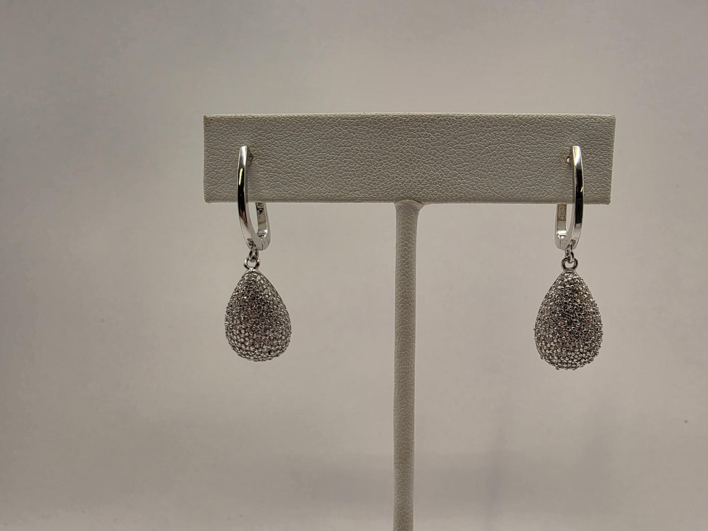Sterling Silver CZ Pave Teardrop Drop Huggie Earrings 925 Bridal Wedding Sparkle Elegant Jewelry Gift for Her Womens