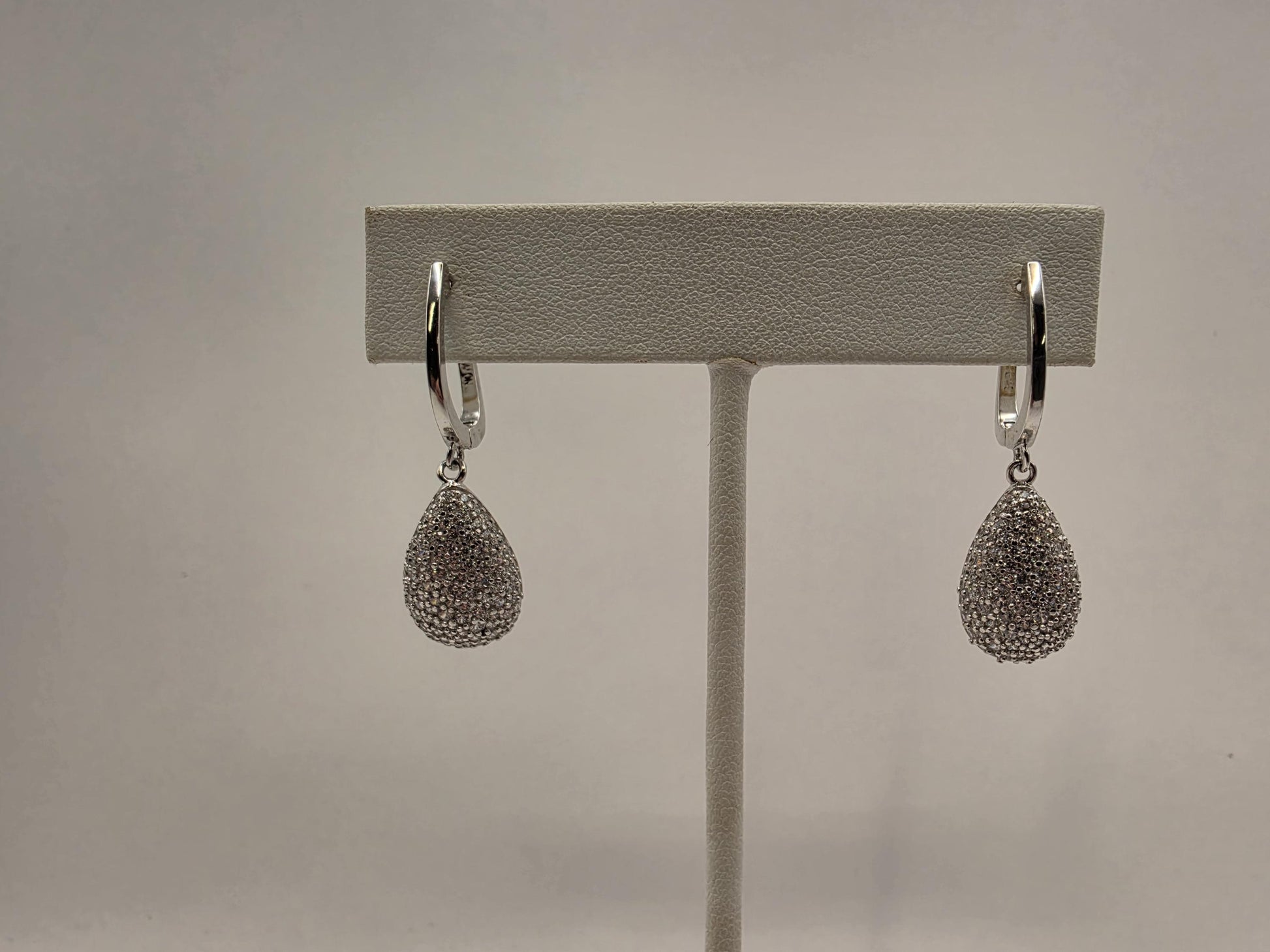 Sterling Silver CZ Pave Teardrop Drop Huggie Earrings 925 Bridal Wedding Sparkle Elegant Jewelry Gift for Her Womens