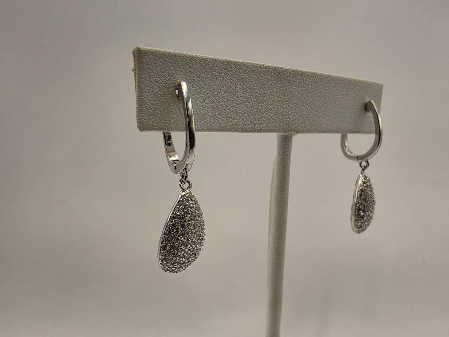 Sterling Silver CZ Pave Teardrop Drop Huggie Earrings 925 Bridal Wedding Sparkle Elegant Jewelry Gift for Her Womens