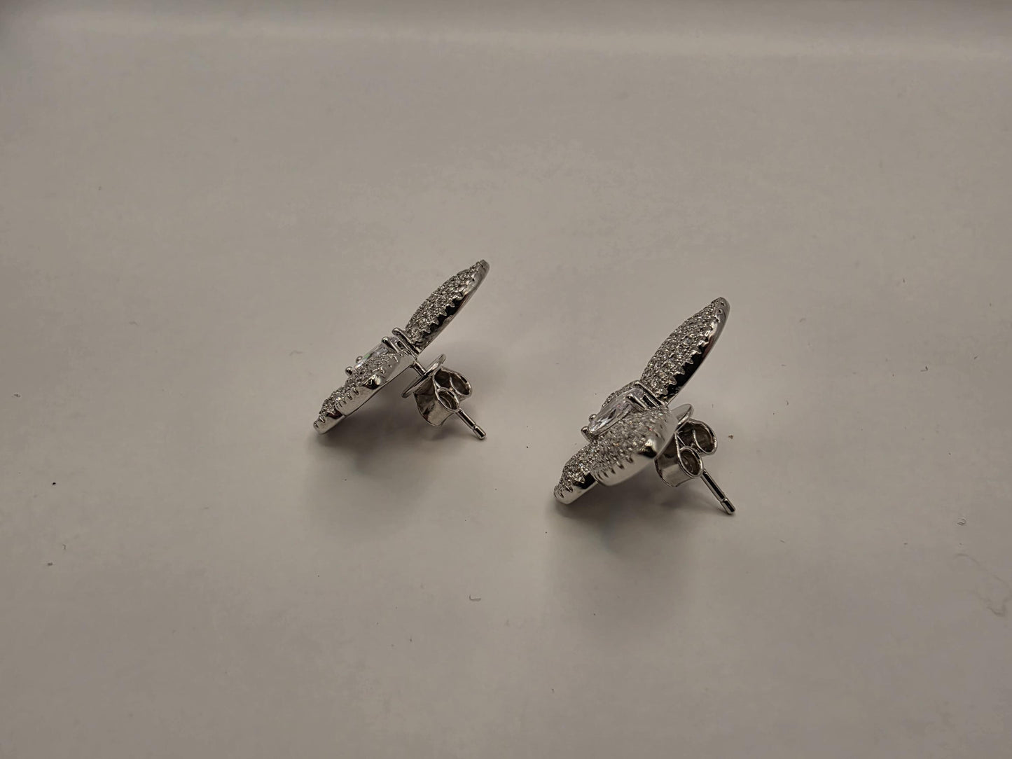 Sterling Silver CZ Pave Butterfly Stud Earrings 925 Sparkle Statement Nature Garden Jewelry Gift for Her Womens
