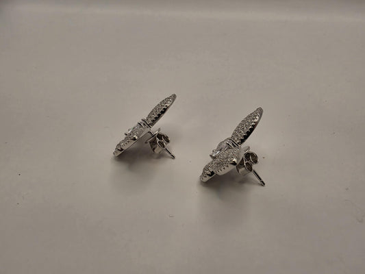 Sterling Silver CZ Pave Butterfly Stud Earrings 925 Sparkle Statement Nature Garden Jewelry Gift for Her Womens