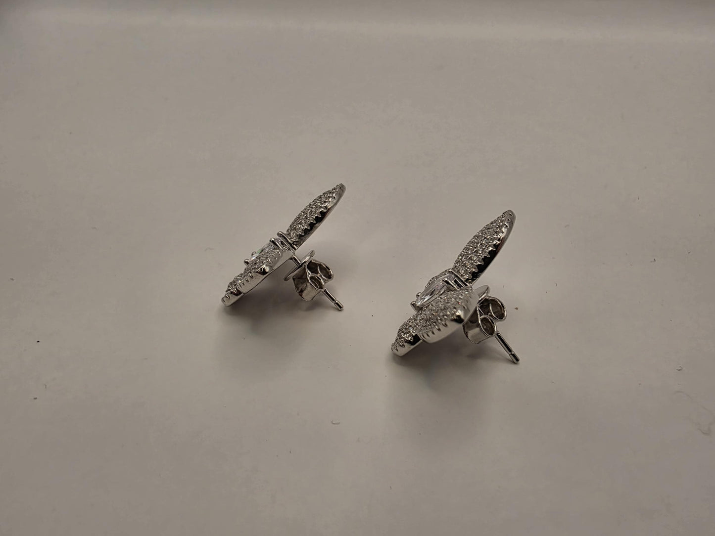 Sterling Silver CZ Pave Butterfly Stud Earrings 925 Sparkle Statement Nature Garden Jewelry Gift for Her Womens