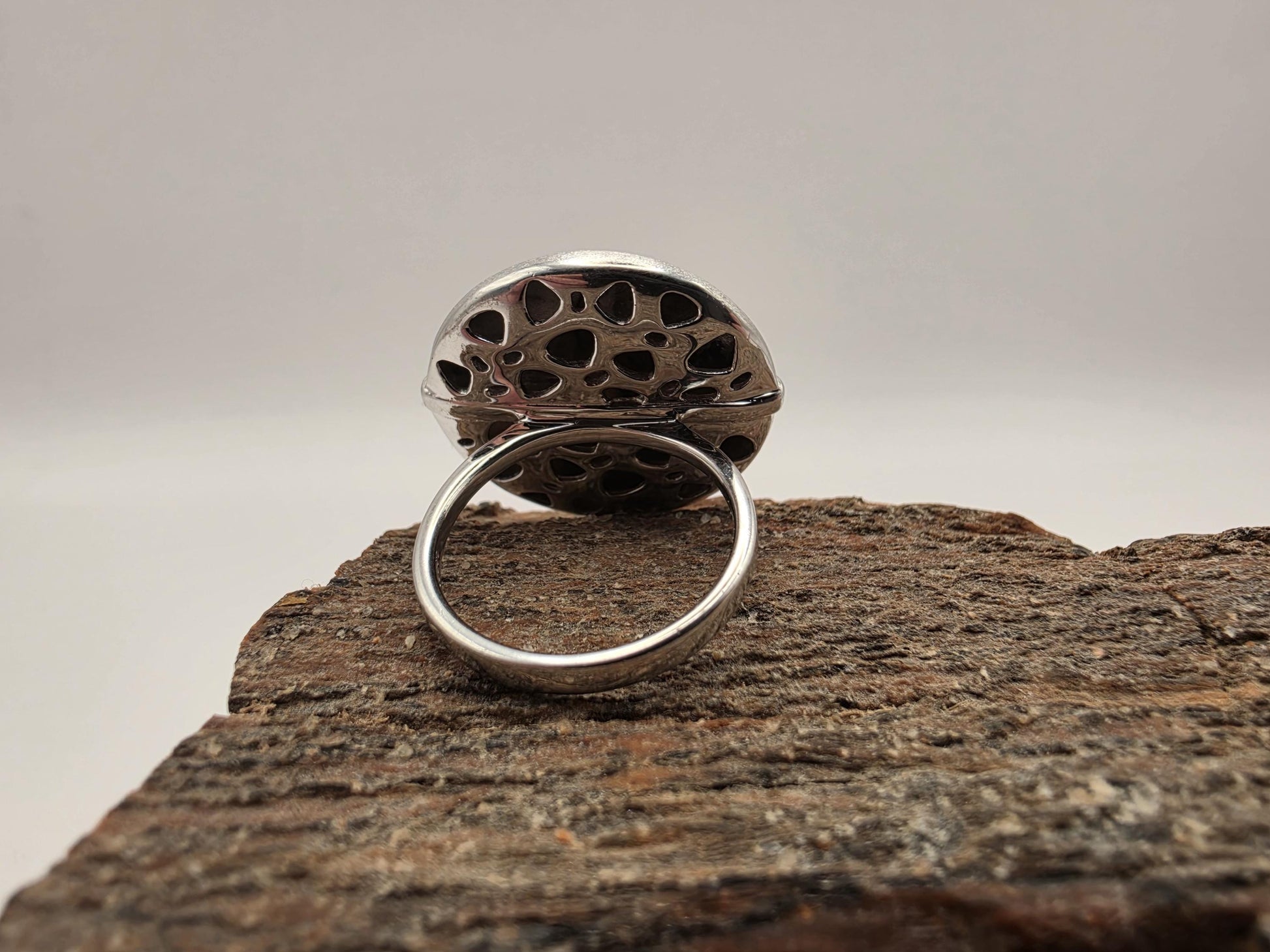 Sterling Silver Matte Dome Ring Pave CZ Bow | 925 Silver | Size 7 | Statement Cocktail Ring