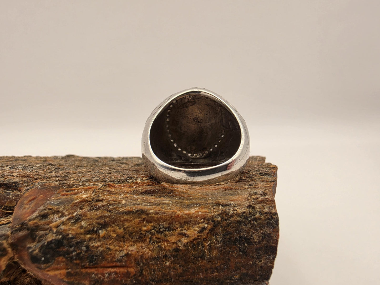 Sterling Silver Oxidized Scrollwork Signet Ring Pave CZ | 925 Silver | Size 8 | Mens Womens