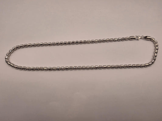 Sterling Silver Ribbed Bead Chain Necklace | 925 Silver | 20 Inch | 4.85mm Oval Bead Chain