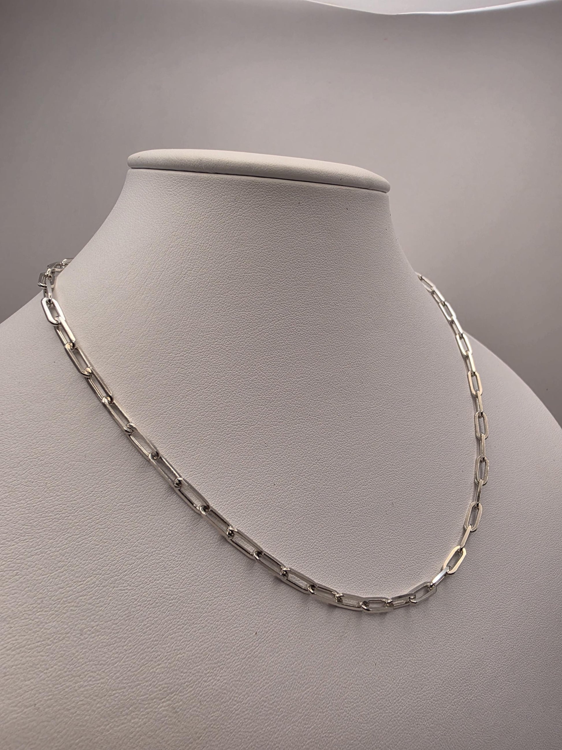 Sterling Silver Paperclip Chain Necklace | 925 Silver | 18 Inch | 3.8mm Paperclip Link Chain