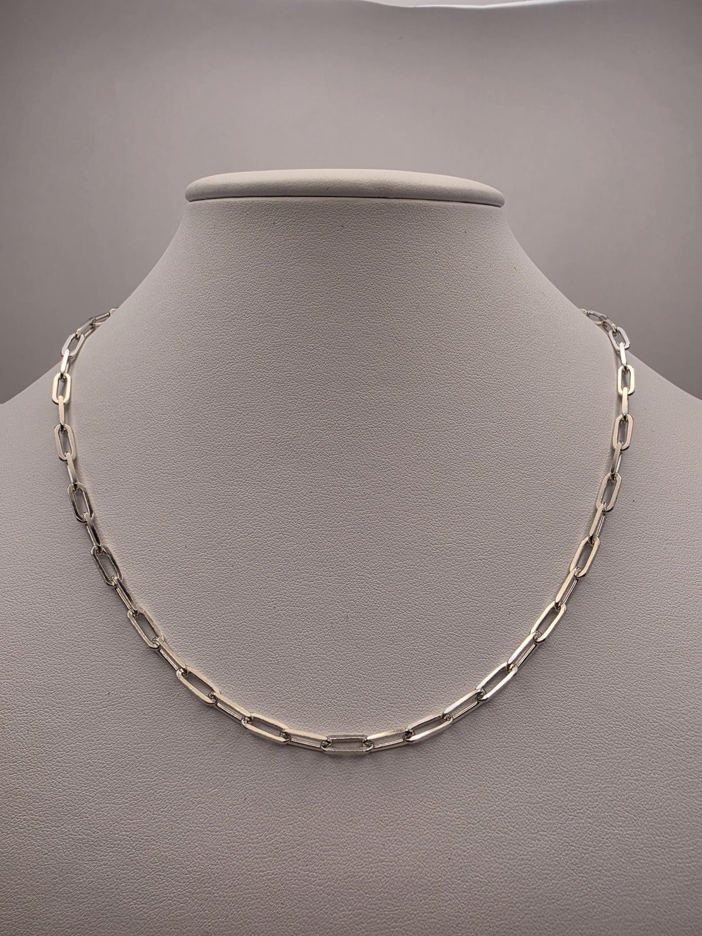 Sterling Silver Paperclip Chain Necklace | 925 Silver | 18 Inch | 3.8mm Paperclip Link Chain