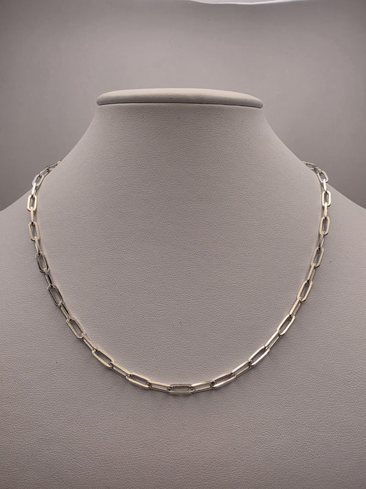 Sterling Silver Paperclip Chain Necklace | 925 Silver | 18 Inch | 3.8mm Paperclip Link Chain