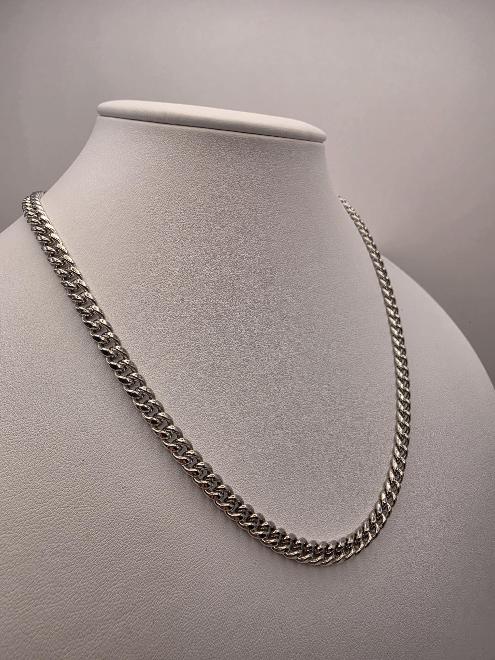 Sterling Silver Double Curb Chain Necklace | 925 Silver | 18 Inch | 5.4mm Cuban Link Chain