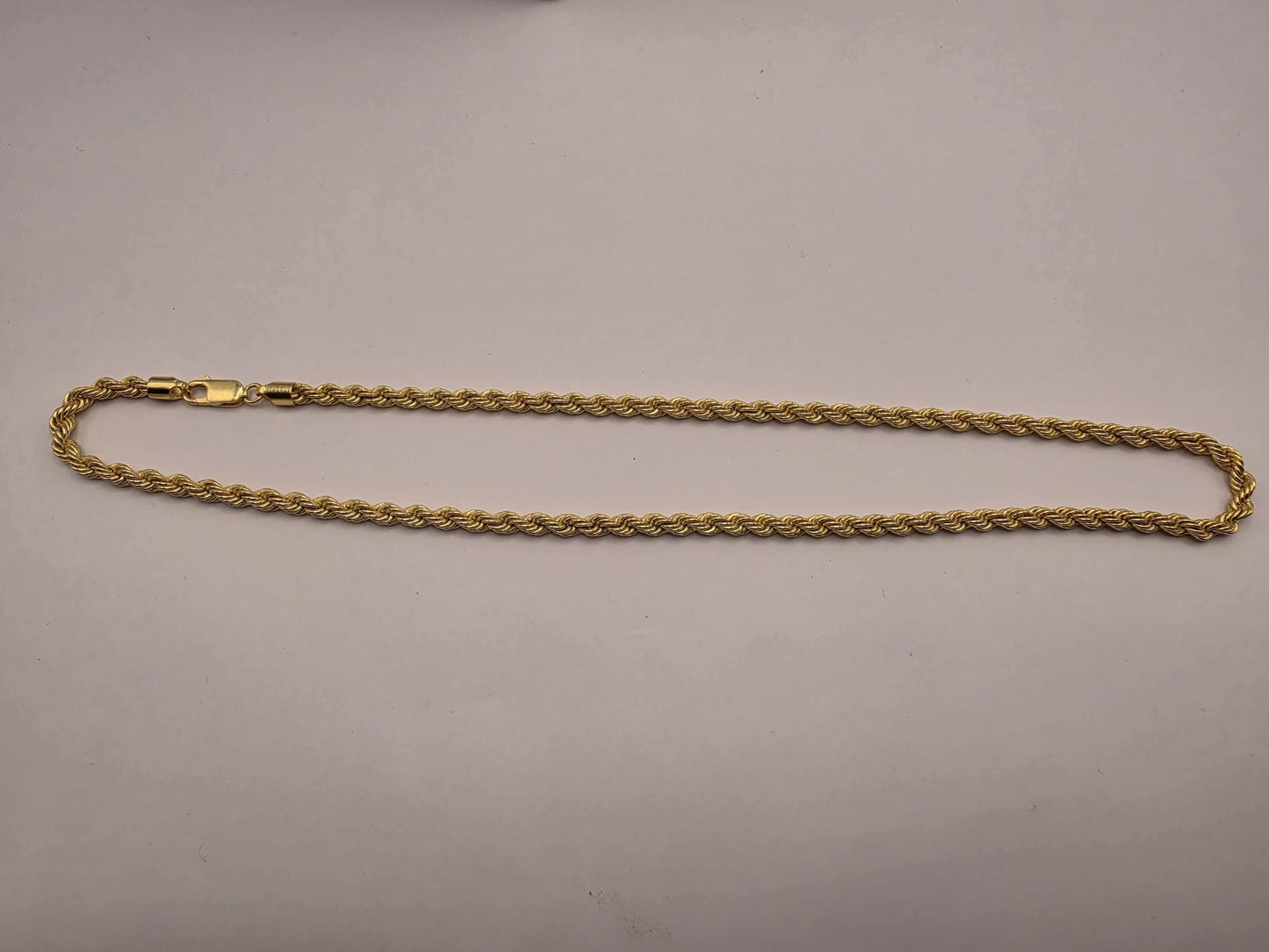 Gold Plated Sterling Silver Rope Chain Necklace | 925 Silver | 20 Inch | 4.5mm Rope Chain