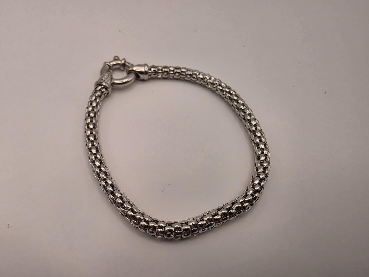 Sterling Silver Popcorn Mesh Bracelet | 925 Silver | 7.5 Inch | 4.3mm Rope Mesh Chain Bracelet